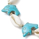 Summer Cowrie Shell & Synthetic Turquoise Braided Bead Bracelets(BJEW-JB10370)-3