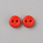 Mini Resin Button, 2-Hole Doll BJD Garment Accessories, Flat Round, Red, 3x1mm, Hole: 0.5mm(FIND-WH0260-26D)