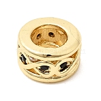 Infinity Brass Pave Clear Cubic Zirconia European Beads, Column Large Hole Beads, Lead Free & Cadmium Free, Long-Lasting Plated, Real 18K Gold Plated, 8x5mm, Hole: 4.5mm(KK-G554-13G)