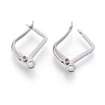Tarnish Resistant 304 Stainless Steel Hoop Earring Findings with Latch Back Closure, Stainless Steel Color, 15~16x13~13.5x2mm, Hole: 1.6mm, Pin: 0.6x1mm(STAS-F188-06P)