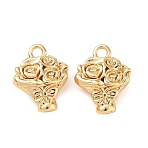 Valentine's Day Brass Charms, Bouquet Charms, Real 18K Gold Plated, 14.5x11.5x5mm, Hole: 1.8mm(KK-K351-74G)
