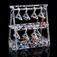 Elite 1 Set Transparent Acrylic Earring Display Stands, with Colorful Flower Sequins, Clothes Hanger-shaped, Clear, Finished Product: 13.5x8.2x15cm, about 15pcs/set(EDIS-PH0001-30)