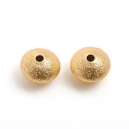 Matte Style Brass Textured Beads, Long-Lasting Plated, Rondelle, Real 14K Gold Plated, 6.5~7x4.5mm, Hole: 1.2mm(KK-L155-10A)