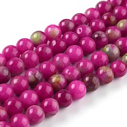 Natural White Jade Beads, Round, Dyed, Camellia, 8mm, Hole: 1mm, about 49pcs/strand, 15.16''(38.5cm)(G-G766-B-03)