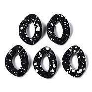 Spray Painted CCB Plastic Linking Rings, Quick Link Connectors, for Jewelry Chain Making, Oval Twist, Black, 28x20x6.5mm, Inner Diameter: 7.5x15mm(X-CCB-Q091-018B)