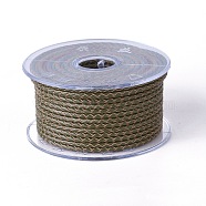 Braided Cowhide Cord, Leather Jewelry Cord, Jewelry DIY Making Material, Dark Olive Green, 3mm, about 5.46 yards(5m)/roll(WL-I004-3mm-D-05)