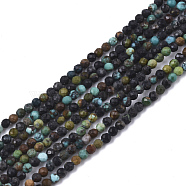 Natural Green Turquoise Beads Strands, Round, Faceted(32 Facets), 2mm, Hole: 0.5mm, about 191~192pcs/strand, 15.35 inch~15.55 inch(39~39.5cm)(G-N328-001B)