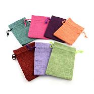 Polyester Imitation Burlap Packing Pouches Drawstring Bags, Mixed Color, 14x10cm(X-ABAG-R005-14x10-M)