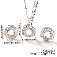 Chic Geometric Brass Rhinestones Stud Earrings & Necklaces for Woemn, Platinum, Ring(RP4250-2)