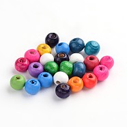 Dyed Natural Wood Beads, Round, Nice for Children's Day Gift Making, Lead Free, Mixed Color, 8mmx7mm, hole: 3mm, about 6000pcs/1000g(TB102Y)