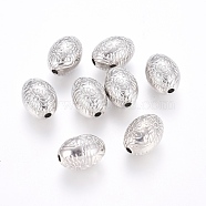 CCB Plastic Beads, Oval with Flower, Platinum, 14.5x10.5mm, Hole: 2mm(CCB-J035-038P)