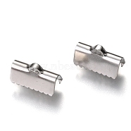 Unicraftale 304 Stainless Steel Ribbon Crimp Ends, Rectangle, Stainless Steel Color, 7.5x13x6mm, Hole: 1x1mm, 4mm Inner Diameter(STAS-C018-22P-03)