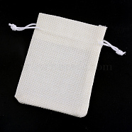 Polyester Imitation Burlap Packing Pouches Drawstring Bags, Creamy White, 12x9cm(X-ABAG-R005-9x12-21)