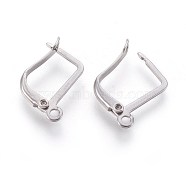 304 Stainless Steel Hoop Earring Findings with Latch Back Closure, Stainless Steel Color, 15~16x13~13.5x2mm, Hole: 1.6mm, Pin: 0.6x1mm(STAS-F188-06P)