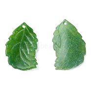 Plastic Pendants, Leaf, Green, 19x11x2mm, Hole: 0.9mm(KY-N015-151)