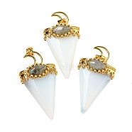 Synthetic Opalite Big Pendants, with Brass Findings, Triangle, Golden, 53~58x28~29x16~18mm, Hole: 5x7mm(G-F639-06J-G)