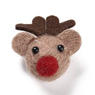 Wool Felt Display Decorations, Christmas Reindeer/Stag , Camel, 48x49x26.5mm(DIY-K050-02)