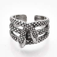 Alloy Cuff Finger Rings, Wide Band Rings, Snake, Antique Silver, US Size 8 1/2(18.5mm)(RJEW-T008-08)