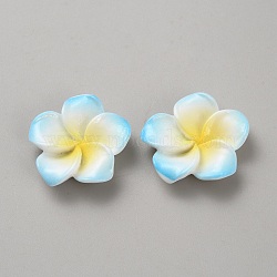 Two Tone Resin Cabochons, Flower, Light Sky Blue, 24.5x24.5x5.5mm(RESI-WH20010-01E)