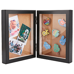 Double Plastic Vertical Hinged Photo Frames, Folding Tabletop Display Photo Frame, Rectangle, Black, 29x345x220mm, Inner Diameter: 190x138mm(DJEW-WH0043-14B-01)