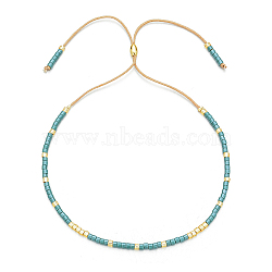 Glass Seed Beaded Slider Bracelet, Adjustable Bracelet, Turquoise, No Size(JA6389-4)