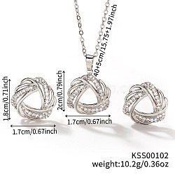 Chic Geometric Brass Rhinestones Stud Earrings & Necklaces for Woemn, Platinum, Ring(RP4250-2)