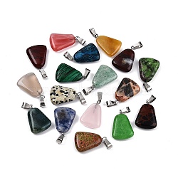 Natural & Synthetic Mixed Stone Pendants, Corn Charms, Mixed Dyed & Undyed, with 201 Stainless Steel Snap on Bails, Stainless Steel Color, 24~26.5x17~18x5~6.5mm, Hole: 7x4mm(G-N344-18P)