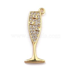 Brass Micro Pave Clear Cubic Zirconia Pendants, Long-Lasting Plated, Goblet, Real 18K Gold Plated, 25x9x1.8mm, Hole: 1.2mm(KK-M222-08G)