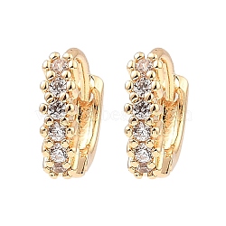 Brass Micro Pave Cubic Zirconia Hoop Earring, Ring, Light Gold, 10x2.5x11.5mm(EJEW-D078-44KCG)