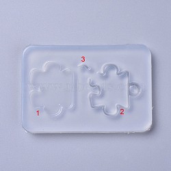 Shaker Molds, DIY Quicksand Pendant Food Grade Silicone Molds , Resin Casting Molds, For UV Resin, Epoxy Resin Jewelry Making, Puzzle, White, 89x60x7mm(DIY-L026-077)