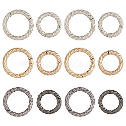 CHGCRAFT 12Pcs 6 Styles Alloy Twist Spring Gate Ring, Keychain Clasps Findings, Mixed Color, 28.5~35x5mm, 2pcs/style(FIND-CA0007-96)