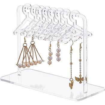 Transparent Acrylic Earring Display Stands, Coat Hanger Shape, Clear, Finish Product: 6x15x10.35cm, Hole: 2mm, about 10pcs/set