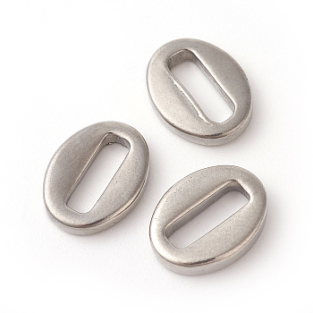 201 Stainless Steel Chain Tabs, Chain Extender Connectors, Oval, Stainless Steel Color, 14x10.5~11x2.5mm, Hole: 3x10mm