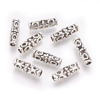 Tibetan Style Alloy Beads, Cadmium Free & Nickel Free & Lead Free, Column, Antique Silver, 18x7mm, Hole: 3mm