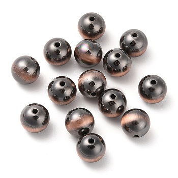 Opaque Acrylic Beads, Round, Copper Plated, 10x9.5mm, Hole: 1.8mm