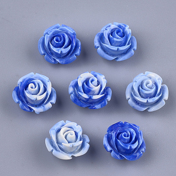 Synthetic Coral Beads, Dyed, Flower, Royal Blue, 12~13x12~13x8~9mm, Hole: 1.2mm