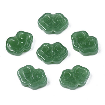 Imitation Jade Glass Beads, Cloud, Sea Green, 9x13x4mm, Hole: 1mm