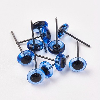 Craft Glass Doll Eyes, with Iron Pin, for Needle Felting Dolls, Amigurumi dolls, Polymer Clay Projects, The Pins Vary in Length, Cornflower Blue, 10mm