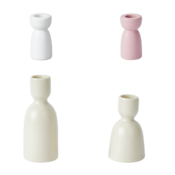4pcs 4 styles Vase Shape Porcelain Candle Holder, Linen, 54.5~56x95~126mm, Inner Diameter: 21.5~22mm, 1pc/style