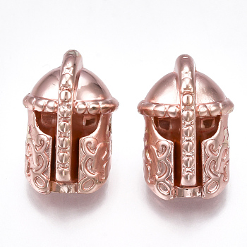 Electroplate Non-magnetic Synthetic Hematite Beads, Gladiator Helmet, Rose Gold Plated, 10x12x15mm, Hole: 1.5mm