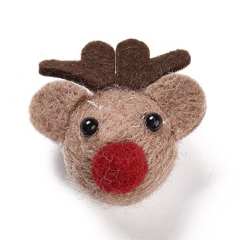 Wool Felt Display Decorations, Christmas Reindeer/Stag , Camel, 48x49x26.5mm
