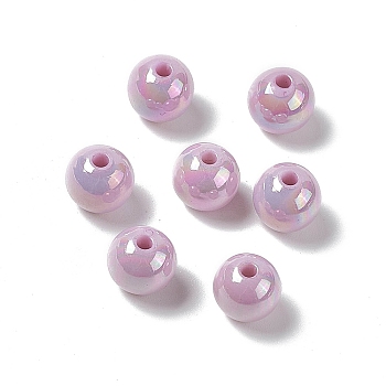 Opaque Acrylic Bead, AB Color, Round, Plum, 9.5x9mm, Hole: 2mm, about 940pcs/500g