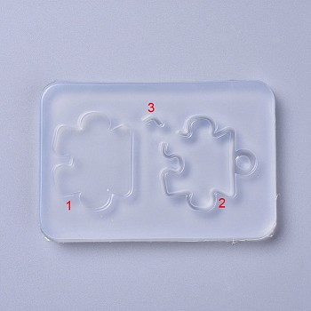 Shaker Molds, DIY Quicksand Pendant Food Grade Silicone Molds , Resin Casting Molds, For UV Resin, Epoxy Resin Jewelry Making, Puzzle, White, 89x60x7mm