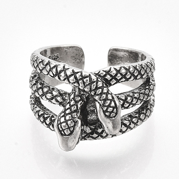 Alloy Cuff Finger Rings, Wide Band Rings, Snake, Antique Silver, US Size 8 1/2(18.5mm)