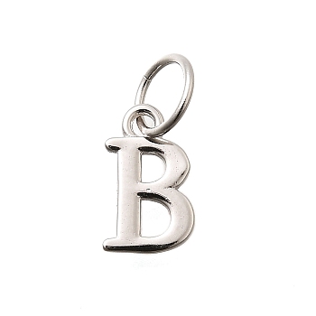 925 Sterling Silver Pendants, Letter, Letter B, 10x6x1mm, Hole: 4mm