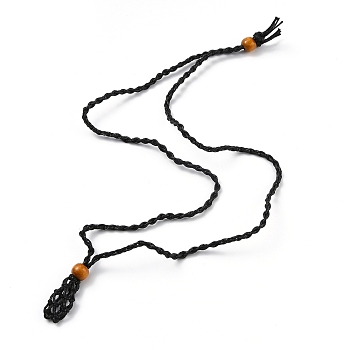 Necklace Makings, with Wax Cord and Wood Beads, Black, 28-3/8 inch(72~80cm)