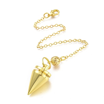 Brass Cone Dowsing Pendulums, with Lobster Claw Clasps, Golden, 220x2.5mm