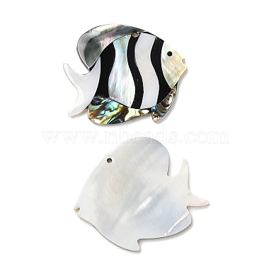 Natural Freshwater Shell & Black Lip Shell & Paua Shell Pendants(SHEL-F007-14)-2