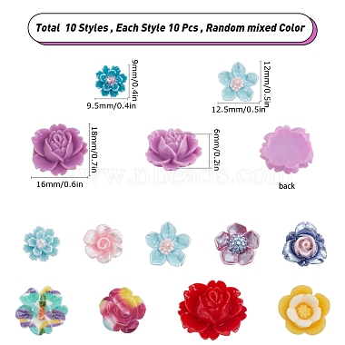 SUNNYCLUE 100Pcs 10 Style Resin Cabochons(CRES-SC0001-73)-2