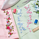 Nbeads 6Pcs 3 Style Wintersweet with Butterfly Cotton Computerized Embroidery Sew on Patches(PATC-NB0001-07)-4